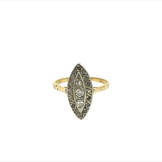 Victorian 14k Gold and Platinum Ring with Diamonds