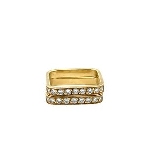 Pair of geometric 18k Gold Ring with Diamonds