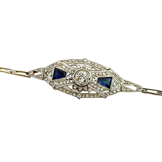Art Deco 18k Gold & Platinum Bracelet with Diamonds & Sapphires
