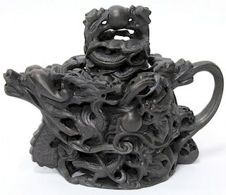 Contemporary Chinese Cast Iron Dragon Teapot