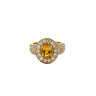 Citrine & Diamonds 14k Gold Ring