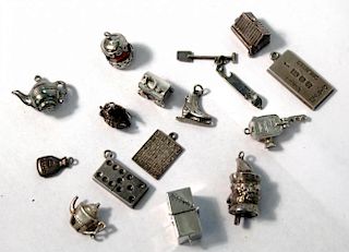 16 Assorted Silver & Silver-Tone Metal Charms