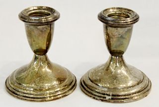 Pair of Weighted Sterling Candle Sticks