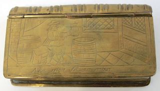 Antique Dutch Brass & Copper Book-Form Tobacco Box