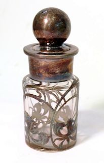 Large Antique Silver Overlay Perfume Bottle