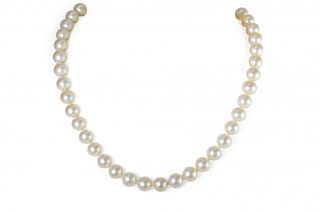 A Cartier Single Strand Cultured Pearl Necklace