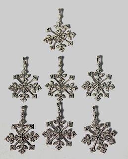 7 Sterling & Glass Snowflake Pendants