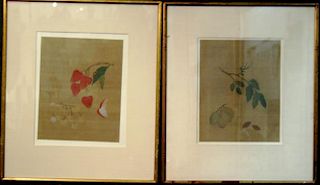 Pair of Chinese Ink on Silk Fruit Paintings
