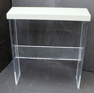 Cotemporary Lucite & Gray Laminate Console Table