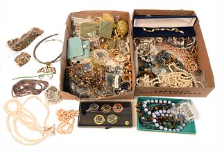 Two Tray Lots of Costume and Silver Jewelry