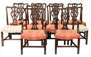 Set of 10 Chippendale Style Dining Chairs