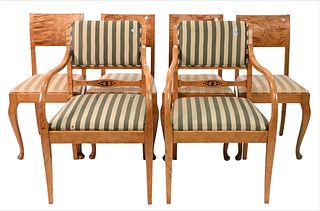 Set of Eight Biedermeier Style Maple Dining Chairs
