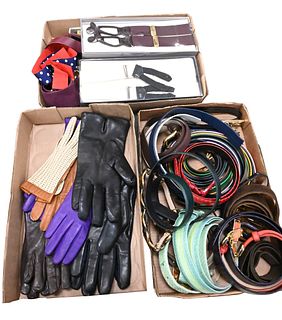 Three Box Lots of Gloves and Belts