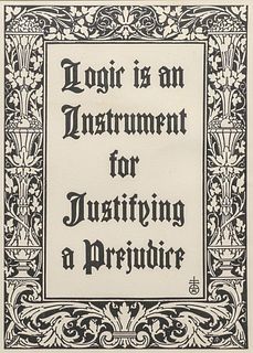 Roycroft Framed Motto "Logic is an Instrument for Justifying a Prejudice" c1920s