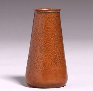Jauchens Ye Olde Copper Shop, San Francisco Hammered Copper Vase c1915