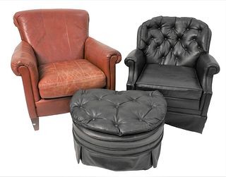 Two Leather Club Chairs