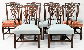 Set of 10 Schmieg & Kotzian Mahogany Chippendale Style Dining Chairs