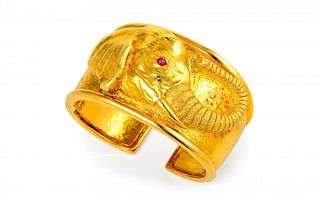 A David Webb Gold Elephant Cuff