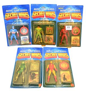 Five Piece Marvel Super Heroes 1984 Secret Wars Action Figures Lot