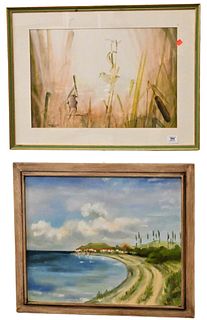 Large Grouping of Eight Framed Landscape Pieces