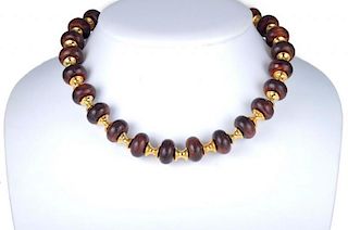 A Marina B Wood and Gold Cimin Necklace
