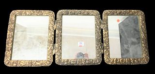 Tri Fold Repousse Silver Plated Mirror