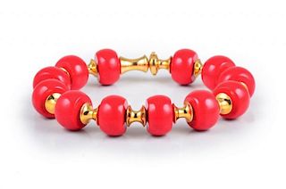 A Marina B Red Magnesite and Gold Cimin Bracelet