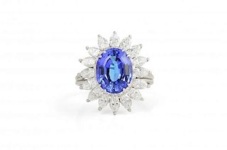 A Tiffany Tanzanite Diamond Cluster Ring