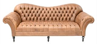 Leather Upholstered Chesterfield Sofa