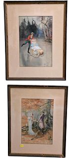 Set of Four Ernest Linzell Watercolor on Paper