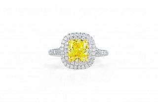 A Tiffany & Co. Platinum, Gold, Diamond and a Fancy Vivid Yellow Diamond Ring