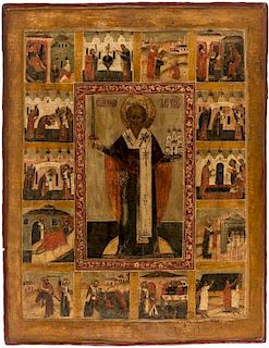 A LARGE RUSSIAN ICON OF NIKOLAI MOZHAISKY, NORTHERN SCHOOL, FIRST HALF OF THE 17TH CENTURY