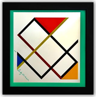 Yaacov Agam- Color Serigraph with Pigments on Glass Mirror "Homage to Mondrian"