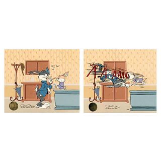 Chuck Jones "Bugs Doctor: Aahh.. (Diptych)" Hand Signed, Hand Painted Limited Edition Sericel.