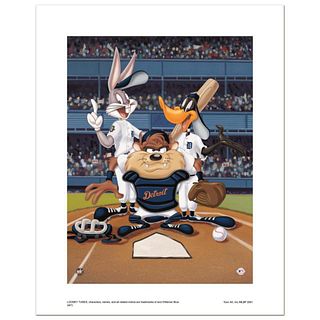 "At the Plate (Tigers)" Numbered Limited Edition Giclee from Warner Bros. with Certificate of Authenticity.