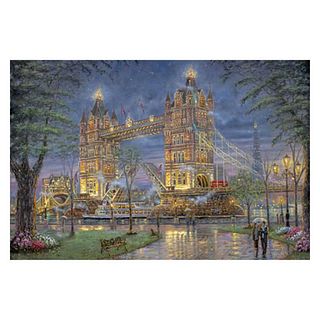 Robert Finale, "Tower Bridge London" Hand Signed, Artist Embellished AP Limited Edition on Canvas with COA.