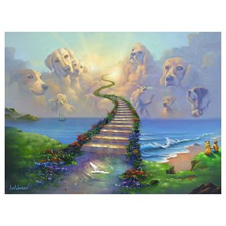 Jim Warren, "Remembering the Rainbow Bridge" Hand Signed, Artist Embellished AP Limited Edition Giclee on Canvas with COA