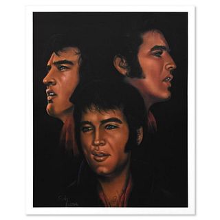 Sally Evans, "Elvis Portrait" Vintage Limited Edition Serigraph, Numbered and Hand Signed with Letter of Authenticity