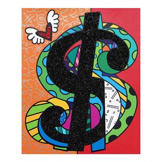 Britto, "Money Talks" Hand Signed Limited Edition Giclee on Canvas; Authenticated