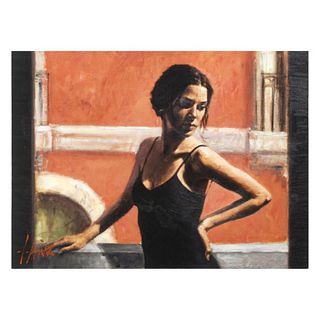 Fabian Perez, "Christine At Balcony" Hand Textured Limited Edition Giclee on Board. Hand Signed and Numbered AP 8/30