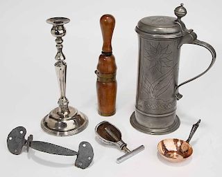 Six Metal and Wood Table Objects