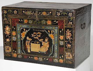 Chinese Paint-Decorated Lift-Top