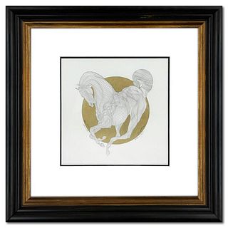 Guillaume Azoulay, "Etude HJLK" Framed Original Drawing with Gold Leaf, Hand Signed with Letter of Authenticity.
