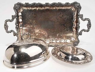 Three Pieces Silver-Plate Hollowware
