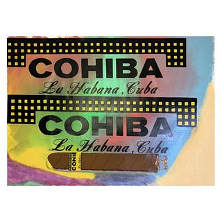 Steve Kaufman (1960-2010), "Cohiba" Hand Pulled Unique Variation Mixed Media on Canvas, Numbered 44/50 and Hand Signed with Letter of Authenticity.