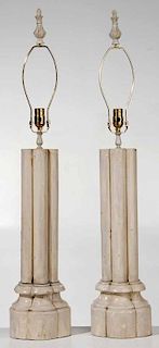 Pair of Painted Fluted Wooden Columns