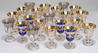 Twenty-One Gilt or Silvered Goblets