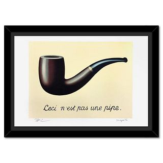 Rene Magritte 1898-1967 (After), "La Trahison des Images" Framed Limited Edition Lithograph, Estate Signed and Numbered 150/300 with Certificate of Au
