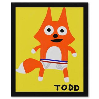 Todd Goldman, "Fox" Framed Original Acrylic Painting on Canvas, Hand Signed with Letter of Authenticity.