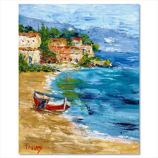 Elliot Fallas, "italian Cove" Original Oil Painting on Gallery Wrapped Canvas, Hand Signed with Letter of Authenticity